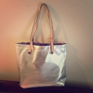 Silver over the shoulder bag!